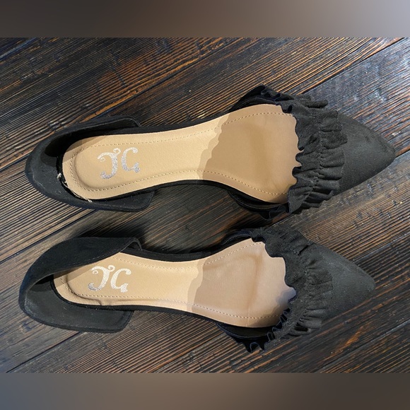 Journee Collection Black Faux Suede Flats Size 6.5 - Picture 7 of 10